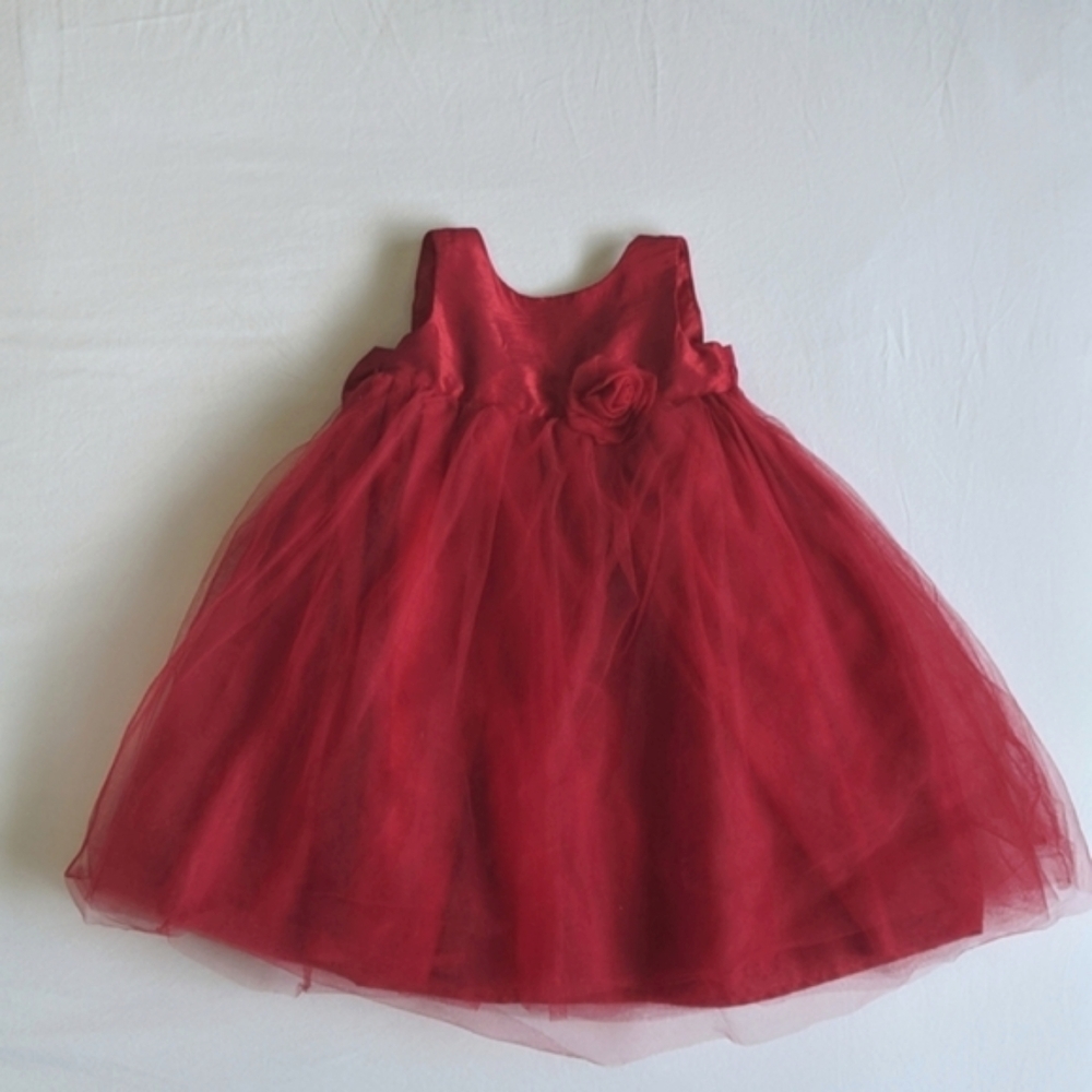 Heirlooms by Polly Flinders Red Tulle Satin Holiday Dress 3T EUC